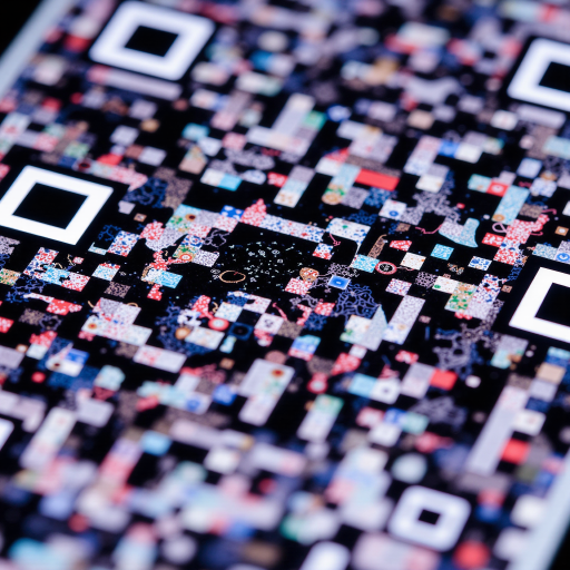 微信公众号二维码，方形黑白图案，中央有微信标志，周围有细小几何装饰线条，白色背景，黑色边框